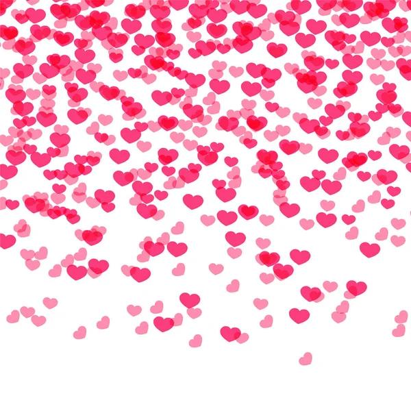 Hearts Background Valentine Day Falling Heart Pink Confetti — Stock Vector