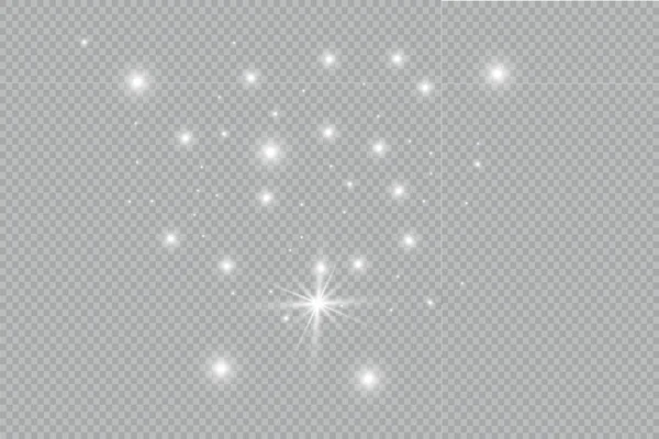 Λευκή Σκόνη Λευκές Σπινθήρες Και Χρυσά Αστέρια Λάμπουν Ειδικό Φως — Διανυσματικό Αρχείο