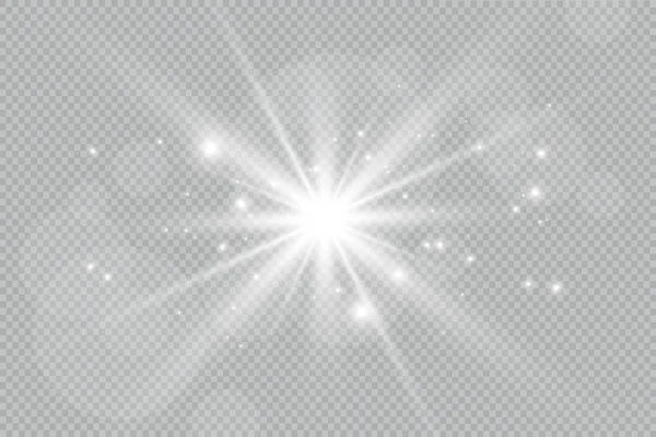 White Beautiful Light Explodes Transparent Explosion Vector Bright Illustration Perfect — 스톡 벡터