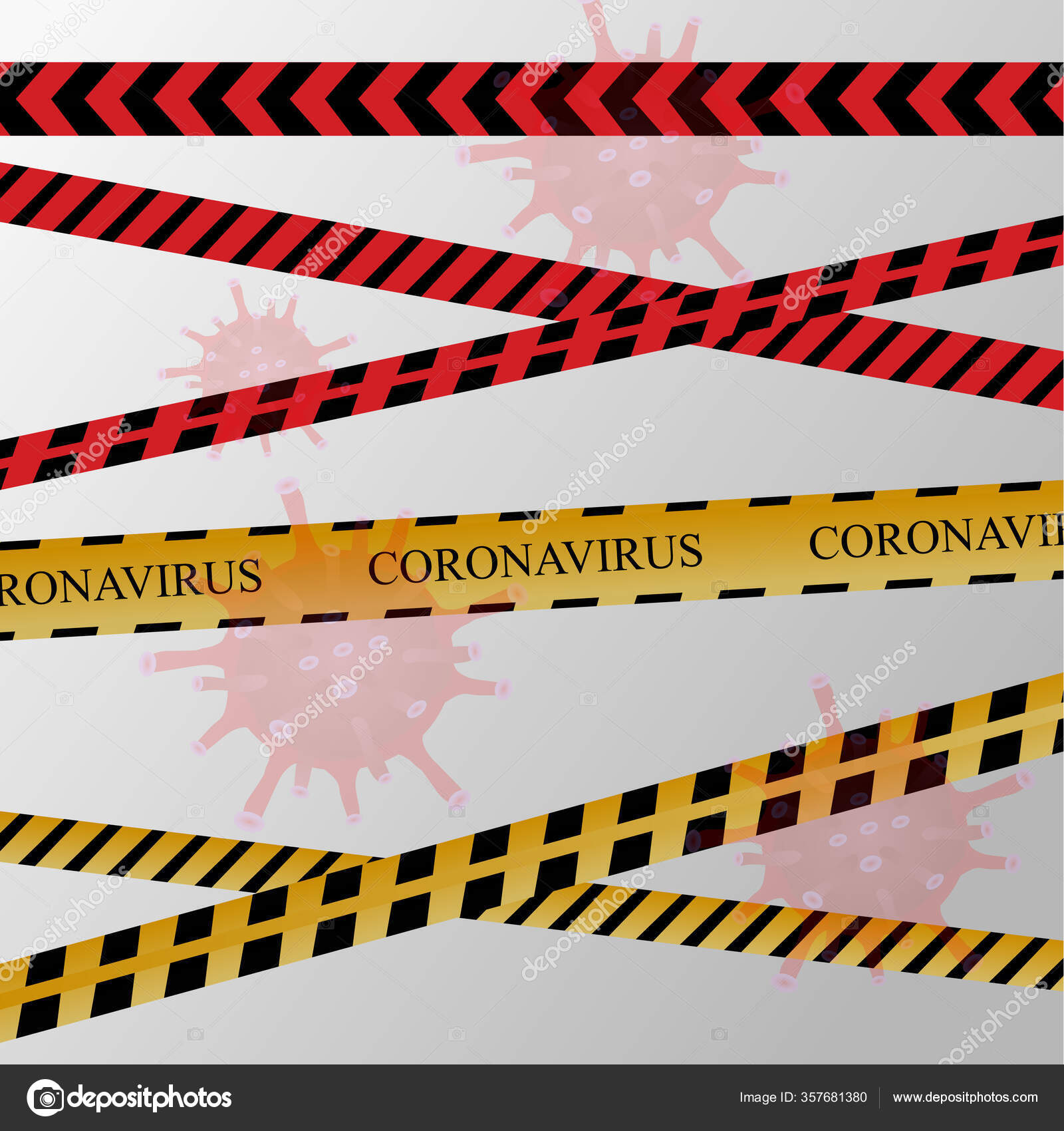 Caution Tape Black Background Warning Line Flat Style Dangerous Zone