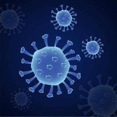 Coronavirus 'un üç boyutlu çizimi, virüsü çok renkli arka planda hareket ettiriyor. Covid 19