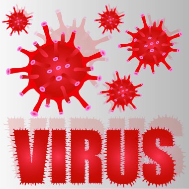 Coronavirus 'un üç boyutlu çizimi, virüsü çok renkli arka planda hareket ettiriyor. Covid 19