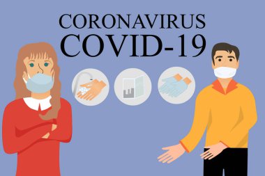 Bir grup insan kendilerini salgın hastalığa karşı koruyor. Coronavirus - COVID-19. Tıbbi maske takan bir grup insan..