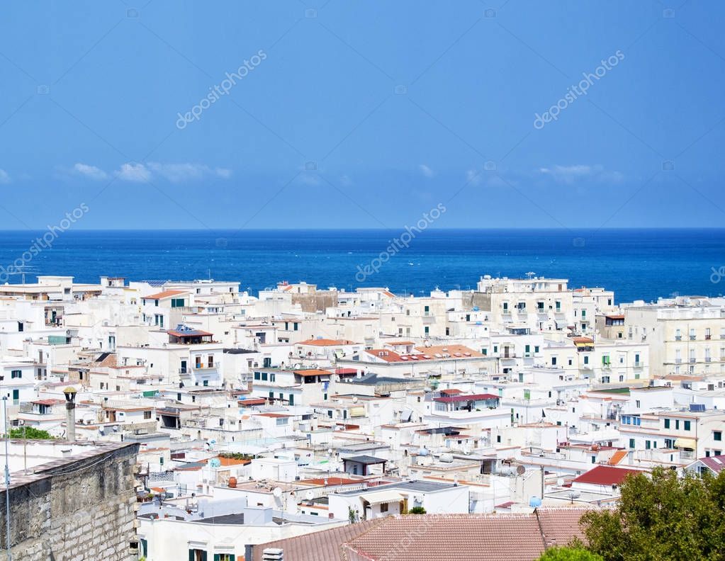 the white houses of the mediterranean citi of Vieste, gargano, apulia, italy. for travel and tourism concept