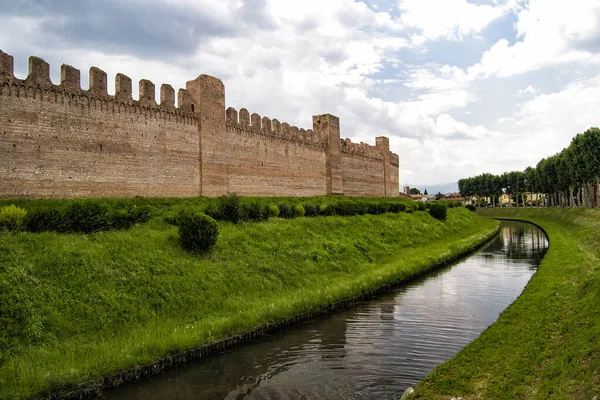 Οχυρωμένα Τείχη Της Ιστορικής Πόλης Cittadella Της Ιταλίας Έννοια Της — Φωτογραφία Αρχείου
