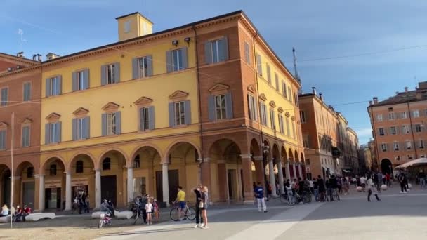 Modena Italien Piazza Roma Mit Menschen Mit Mundschutz Ersten Sonntag — Stockvideo