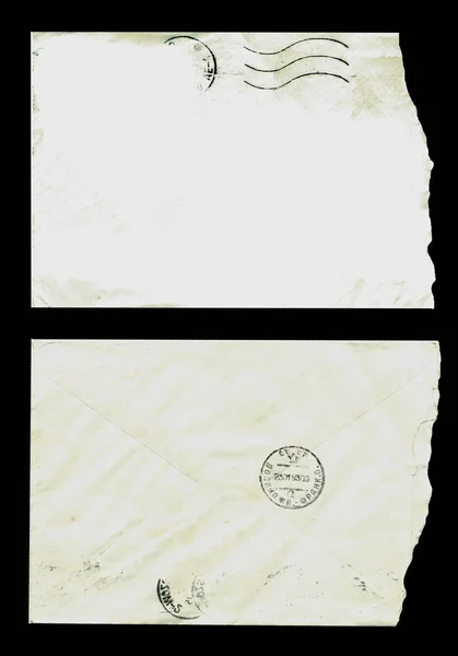 Vintage envelope isolated on black — Stock Photo, Image