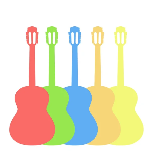 Beyaz varicoloured gitar siluetleri