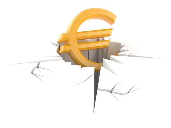 Moeda do euro dentro do buraco — Fotografia de Stock