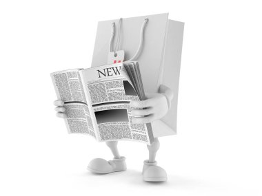 Alışveriş çantası karakter okuma gazete