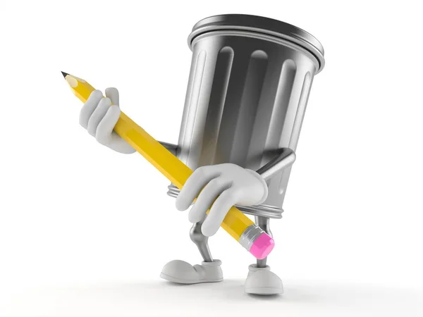 Lixo pode personagem com lápis — Fotografia de Stock