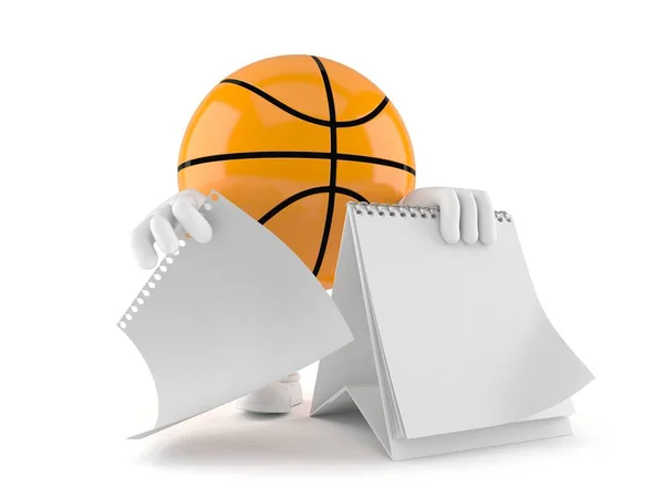 Basketball-Charakter mit leerem Kalender — Stockfoto