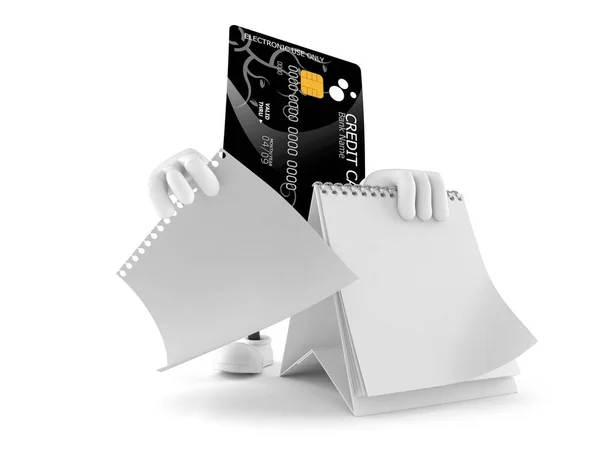 Carácter de tarjeta de crédito con calendario en blanco — Foto de Stock