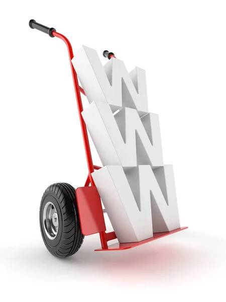 Hand truck with WWW text — Stock Photo, Image