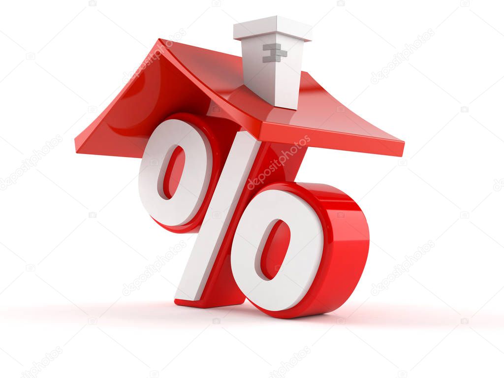 Percent symbol with house roof