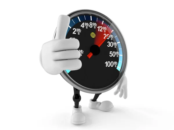 Network speed meter character with thumbs up — Stock Photo, Image