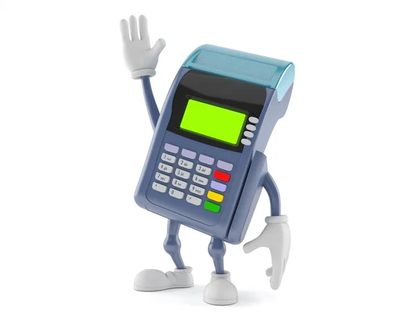 Credit card reader character — Stock Photo, Image