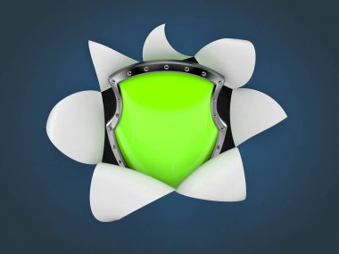 Mavi arka plan üzerinde kalkan