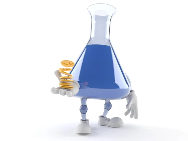 Kimya şişesi karakter paralar ile — Stok fotoğraf