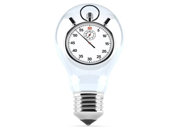 Light bulb with stopwatch — Stock Photo, Image