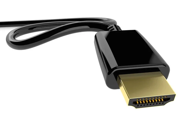 HDMI kablosu üzerinde beyaz izole — Stok fotoğraf