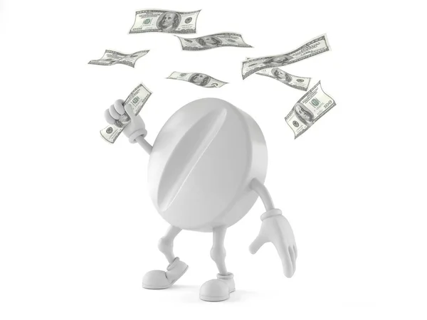 Tablet character with money — Stock Photo, Image