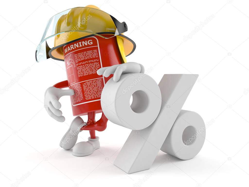Fire extinguisher character with percent symbol