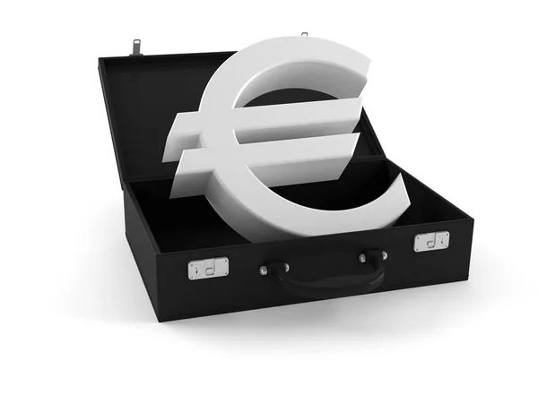 Símbolo de moneda europea dentro del maletín —  Fotos de Stock