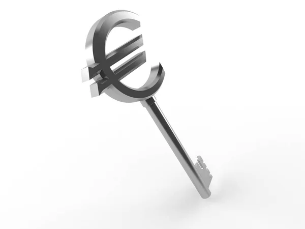 Euro klíč izolované na bílém — Stock fotografie