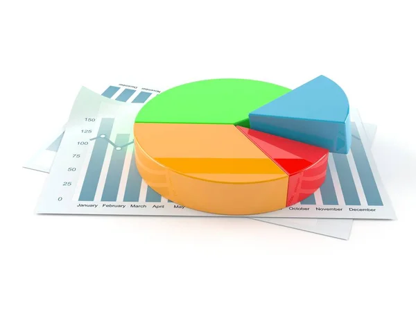 Report with pie chart — Stock Photo, Image