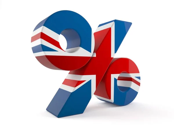 Símbolo percentual com bandeira do Reino Unido — Fotografia de Stock