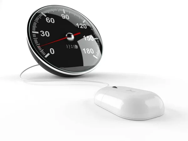 Network speed meter with computer mouse — Stock Photo, Image