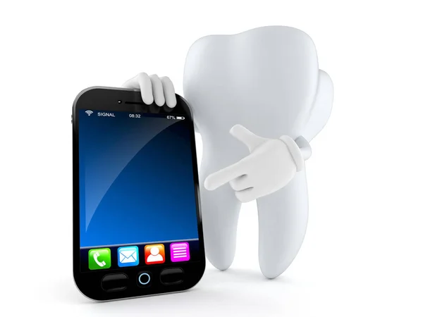 Zahnfigur mit Smartphone — Stockfoto