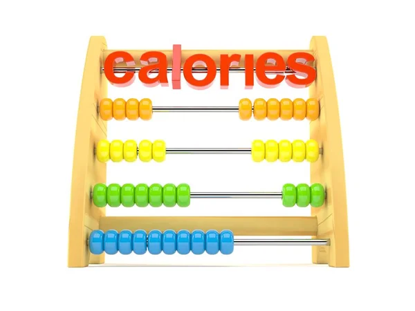 Abacus met calorieën tekst — Stockfoto