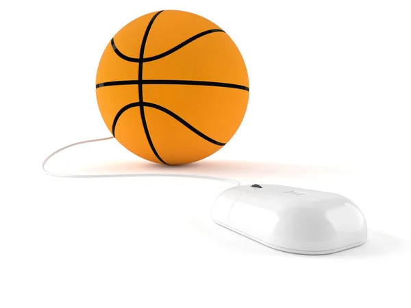 コンピューターのマウスとバスケット ボール — ストック写真