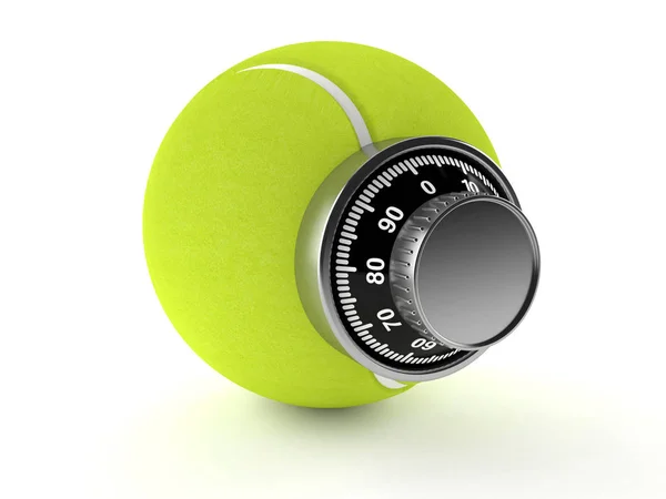 Tennis ball with combination lock — Stock Photo, Image