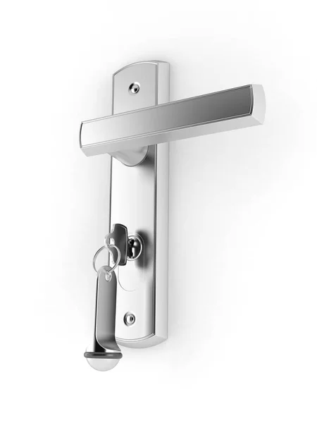Door handle with door key — Stock Photo, Image