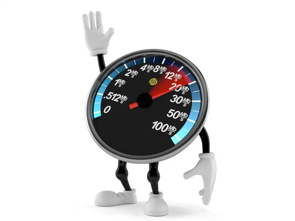 Network speed meter character with hand up — Stock Photo, Image