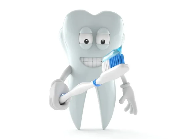 Personaje del diente sosteniendo cepillo de dientes —  Fotos de Stock