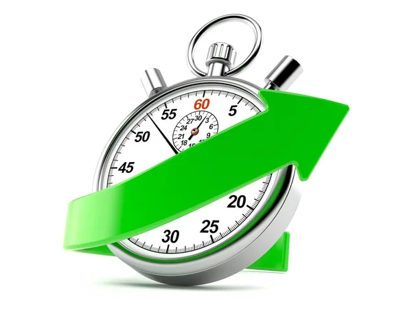 Stopwatch met groene pijl — Stockfoto