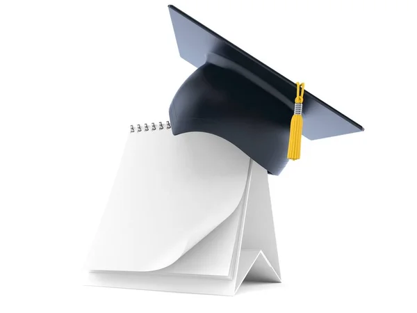 Blank calendar with mortarboard — Stock Photo, Image