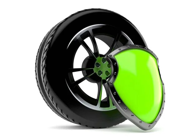 Neumático de coche con escudo protector —  Fotos de Stock