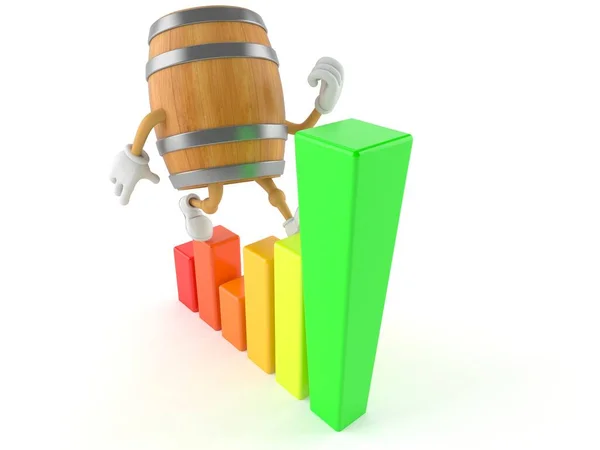 Barrel character with chart — Stock Photo, Image