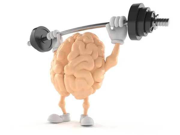 Cerebro carácter levantamiento pesado barbell — Foto de Stock