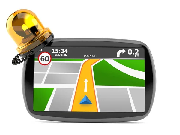 GPS навигатор с полицейской сиреной — стоковое фото