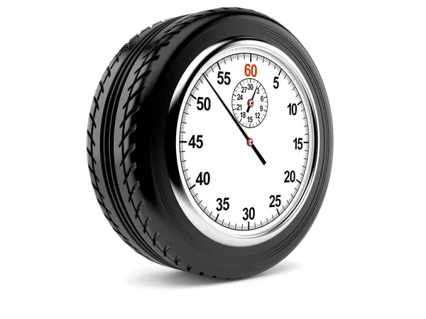 Car wheel with stopwatch — Stock Photo, Image