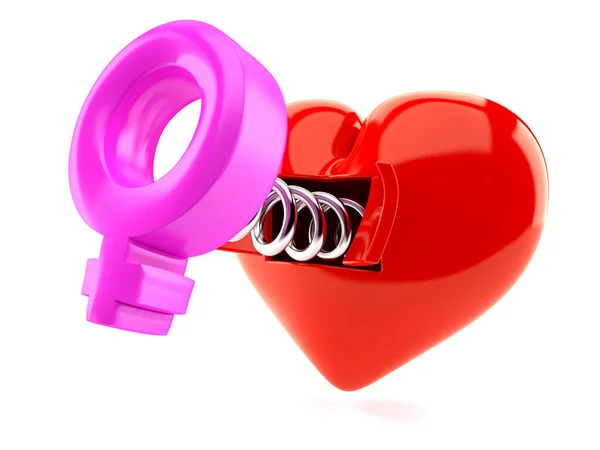 Сердце с женским половым символом — стоковое фото