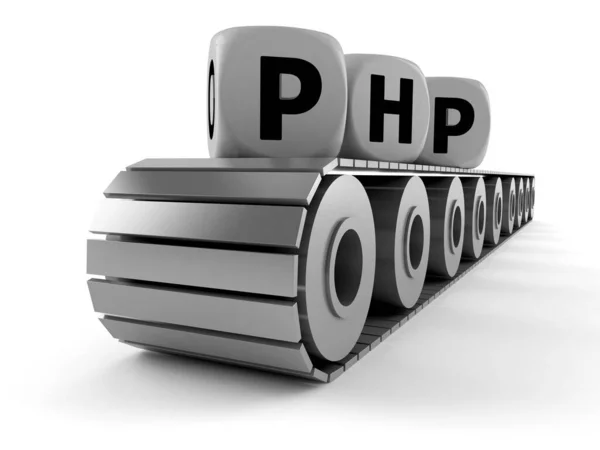 Конвейерная лента с PHP-текстом — стоковое фото