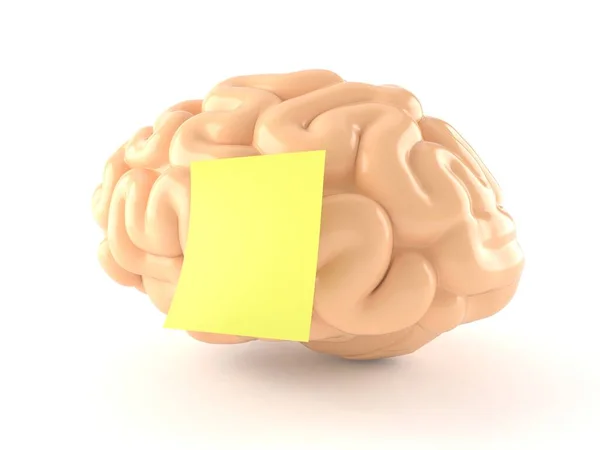 有黄色贴纸的大脑 — 图库照片