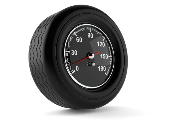 Car wheel with speed meter — Stock Photo, Image